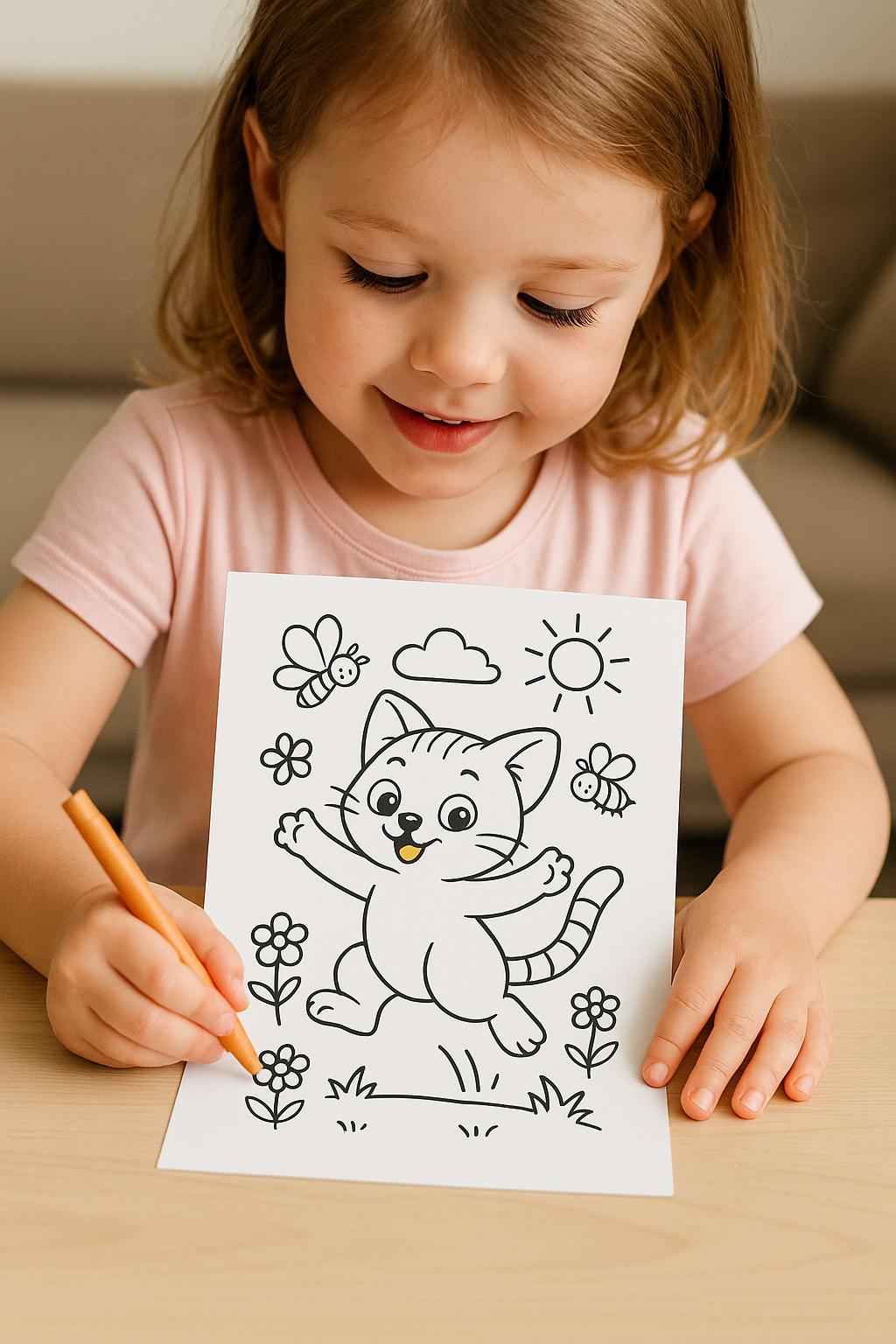 Kawaii Kitten Coloring Book for Kids Ages 3-6 15 Printable Pages PDF Download