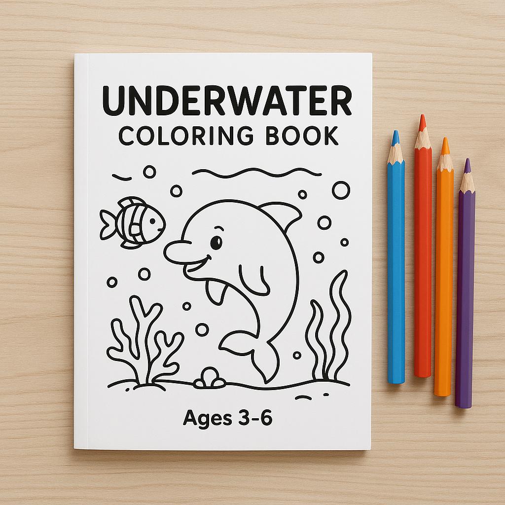 Underwater Animals Coloring Book for Kids 15 Pages Printable PDF