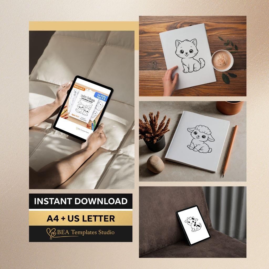 Baby Animals Coloring Pages for Toddlers – Easy Designs, Printable PDF (A4/US Letter)