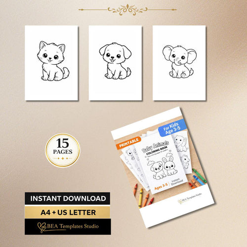 Baby Animals Coloring Pages for Toddlers – Easy Designs, Printable PDF (A4/US Letter)