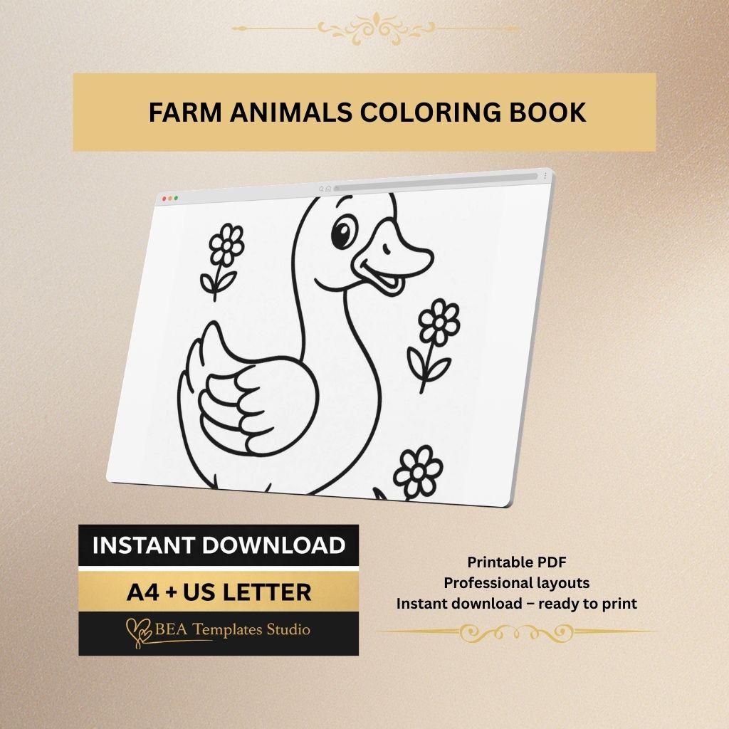 Farm Animals for Kids Ages 3–6 | 15 Printable Pages | PDF Download