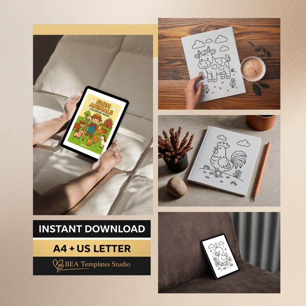 Farm Animals for Kids Ages 3–6 | 15 Printable Pages | PDF Download