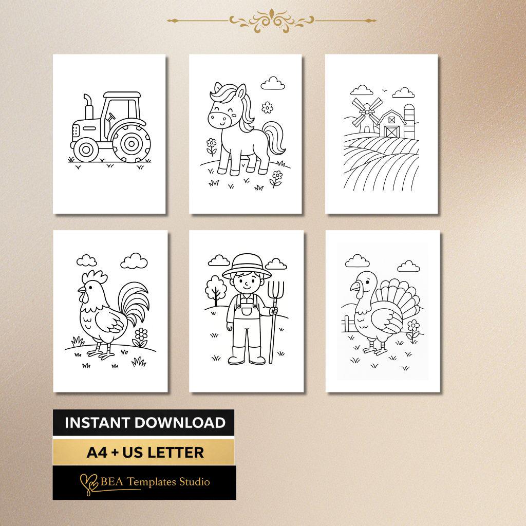 Farm Animals for Kids Ages 3–6 | 15 Printable Pages | PDF Download