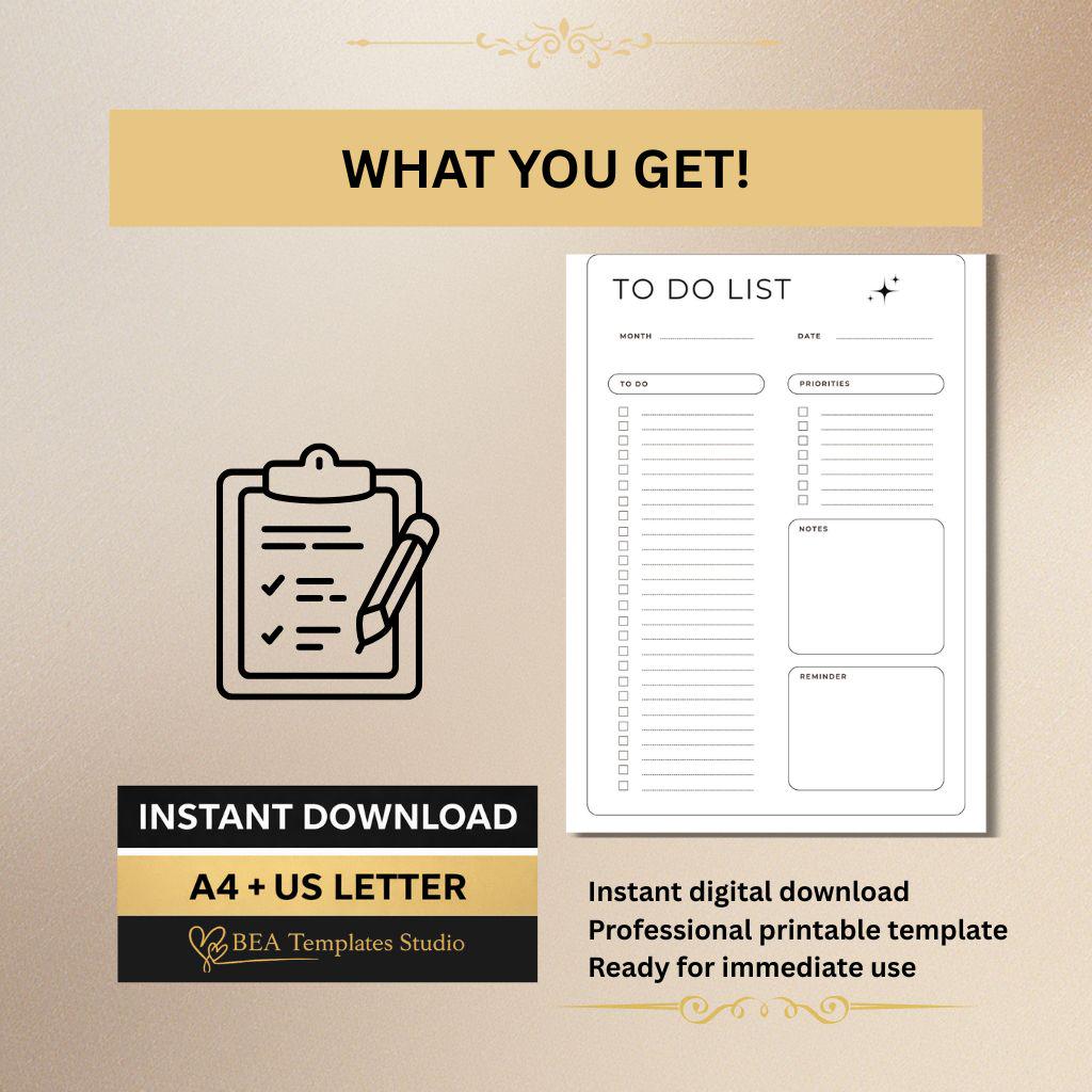 To Do List Printable Minimalist Daily Planner PDF Download