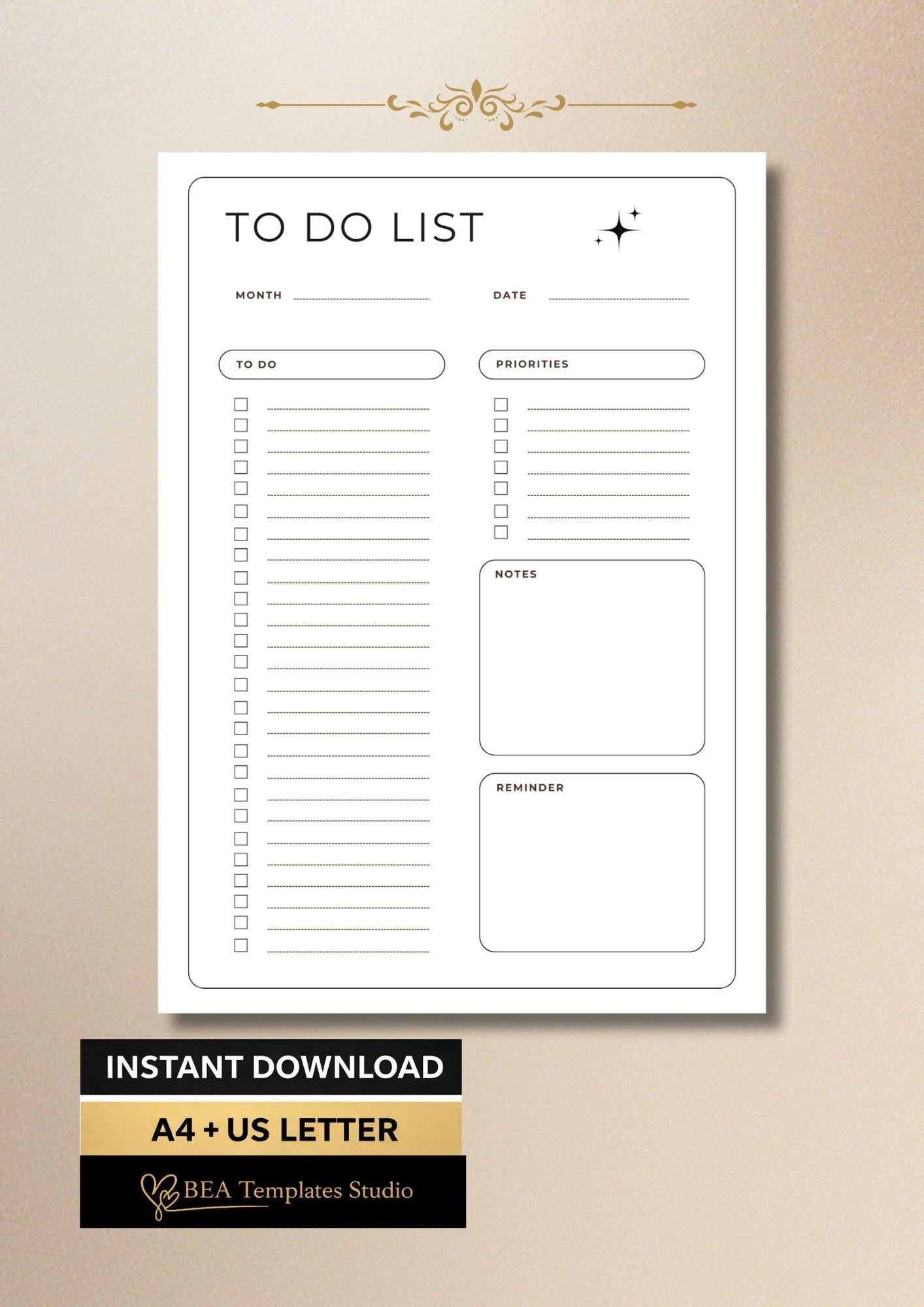 To Do List Printable Minimalist Daily Planner PDF Download