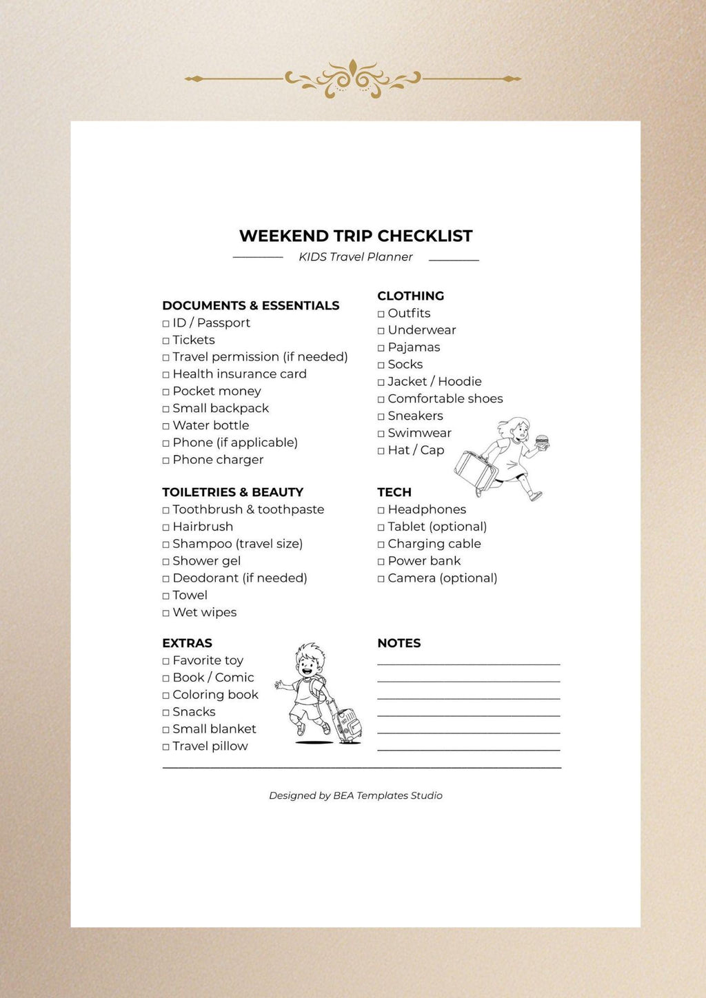Family Travel Checklist Bundle 3 Packing Lists Weekend Trip Vacation Planner Printable PDF