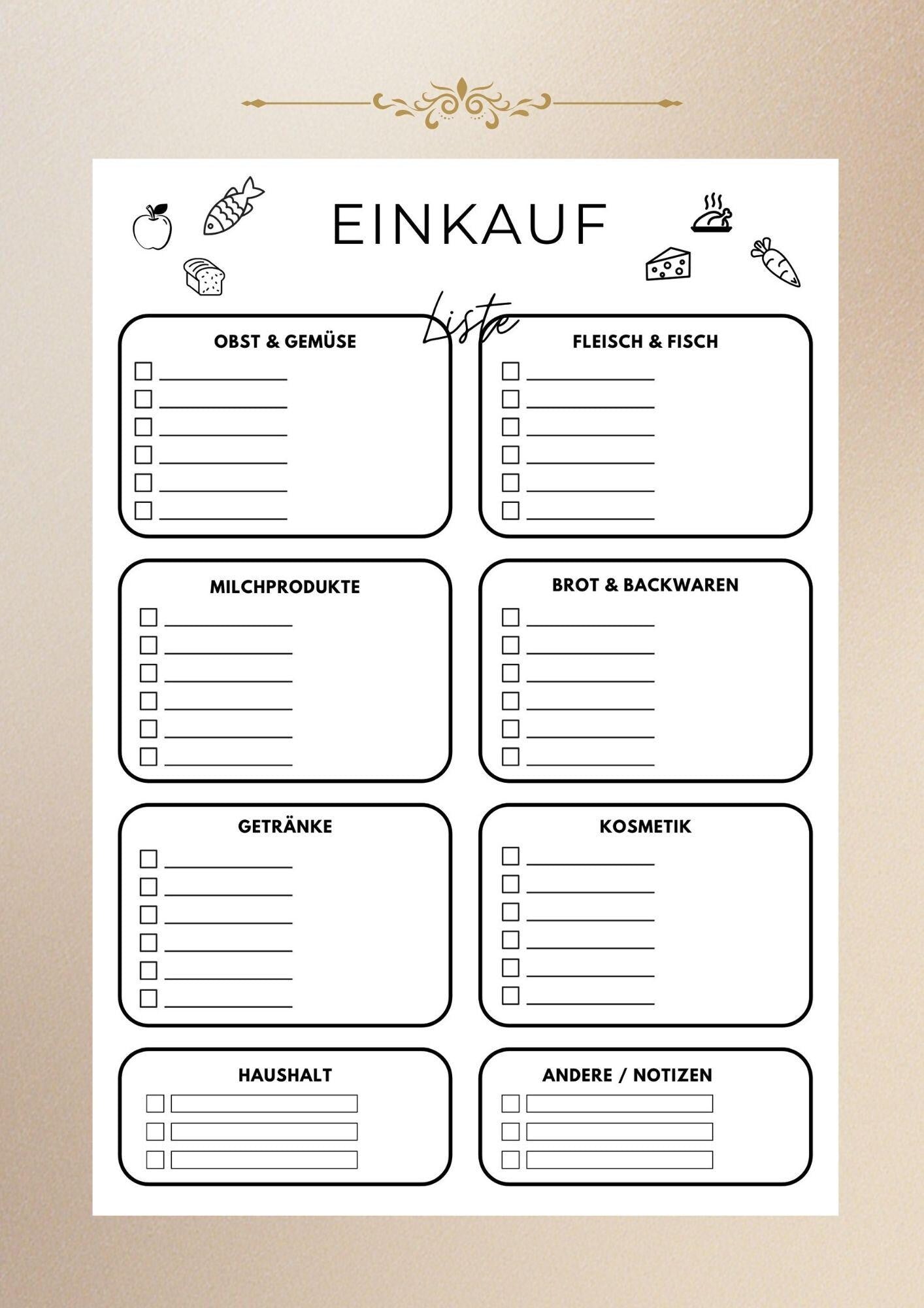 Bilingual Shopping List Printable Minimalist Grocery Organizer PDF