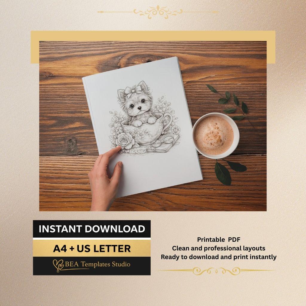Dog Coloring Pages Printable PDF – 6 Designs for Kids (A4/US Letter)