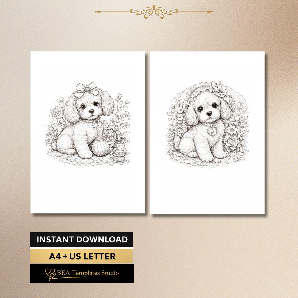 Dog Coloring Pages Printable PDF – 6 Designs for Kids (A4/US Letter)