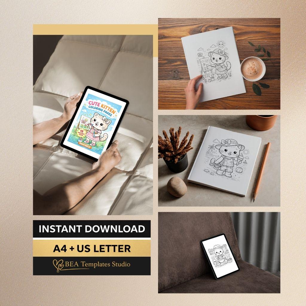 Kitten Coloring Pages for Kids Ages 4–7 – 15 Easy Cat Designs (PDF Download)