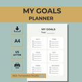 Minimalist Goal Planner Worksheet: Life Goals Tracker PDF Download