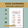 Kids Morning Routine Checklist Printable Daily Schedule Chart English PDF A4 US Letter