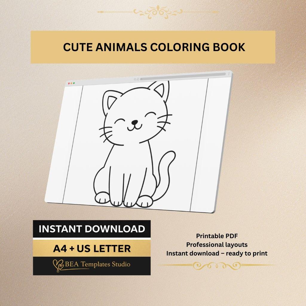 Toddler Animals Coloring Book 15 Simple Pages Printable PDF Ages 2–4