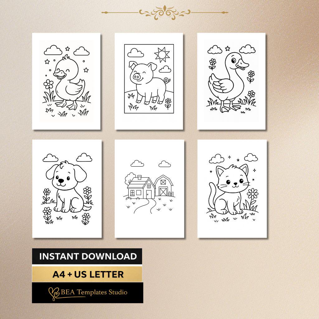 Farm Animals for Kids Ages 3–6 | 15 Printable Pages | PDF Download