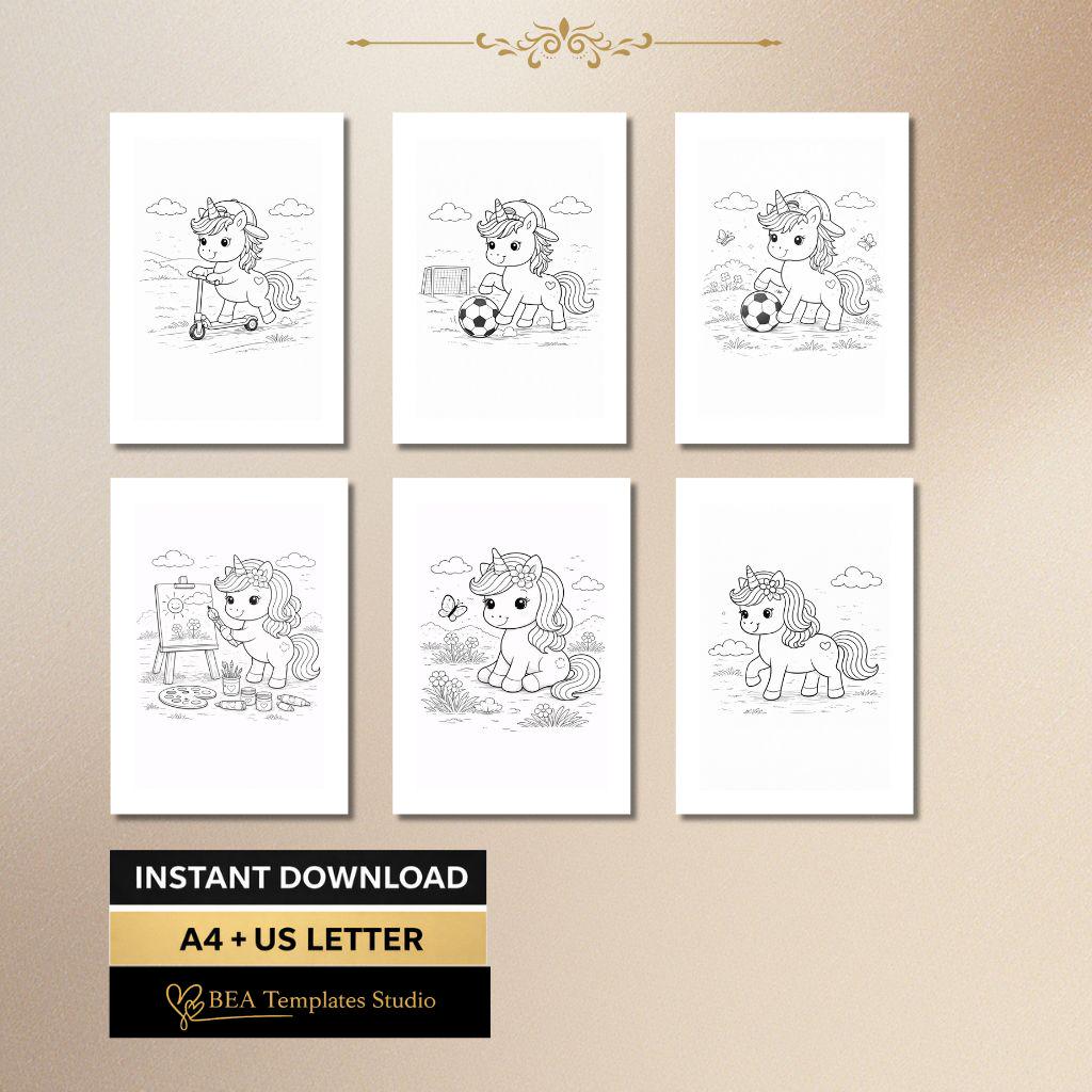 Unicorn Coloring Pages for Kids – 40 Printable Activity Sheets (PDF)