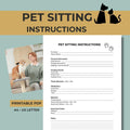 Pet Sitting Instructions Template, Care Checklist, Animal Form (PDF Download)