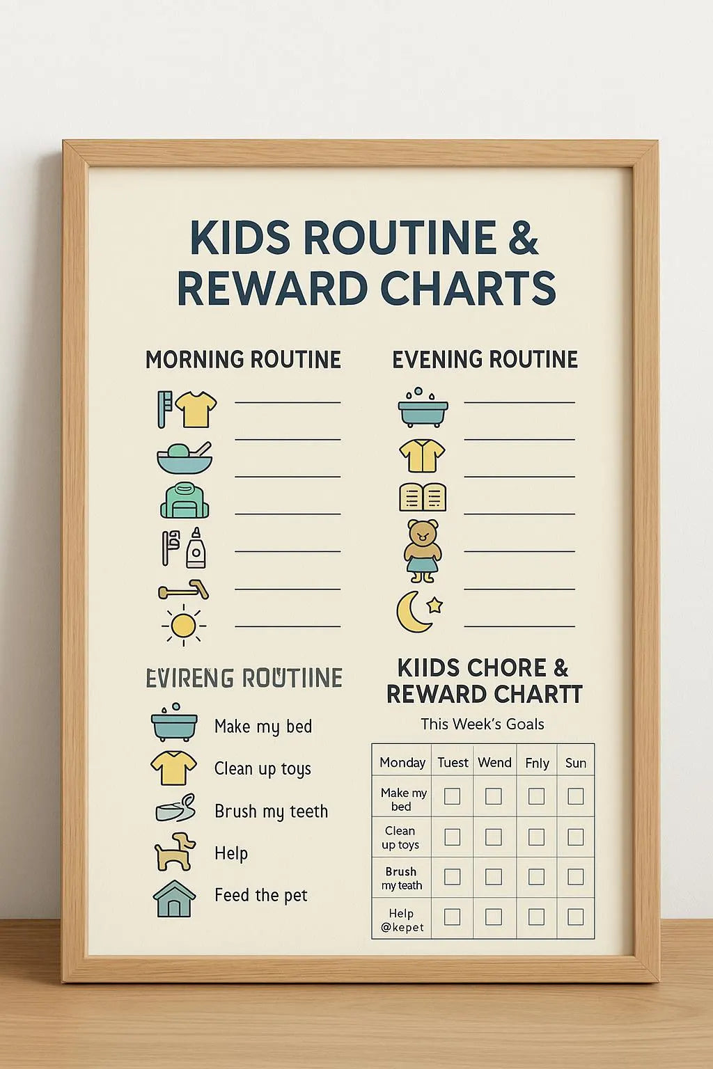 Kids Routine Chart Bundle Chore Reward Tracker Printable PDF US Letter A4