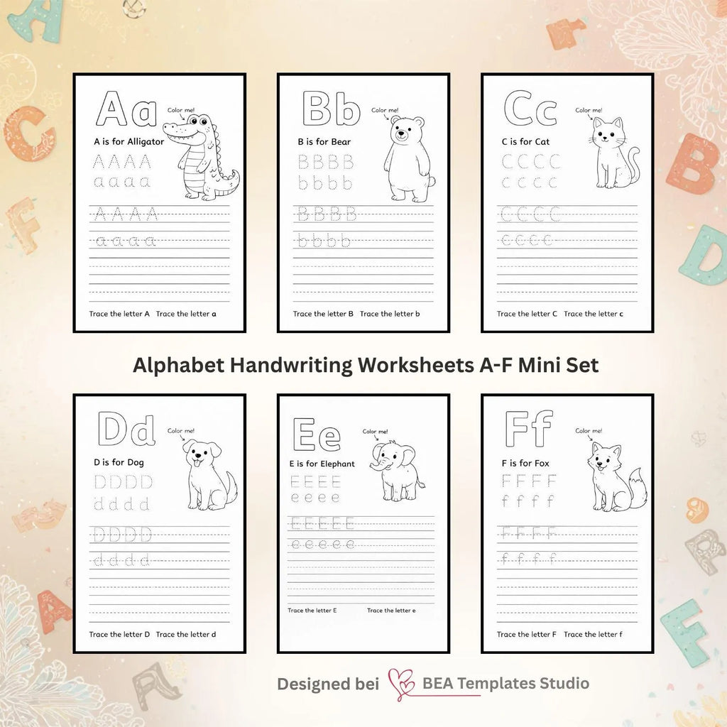 Alphabet Handwriting Worksheets A-Z: Preschool Tracing Pages (PDF)