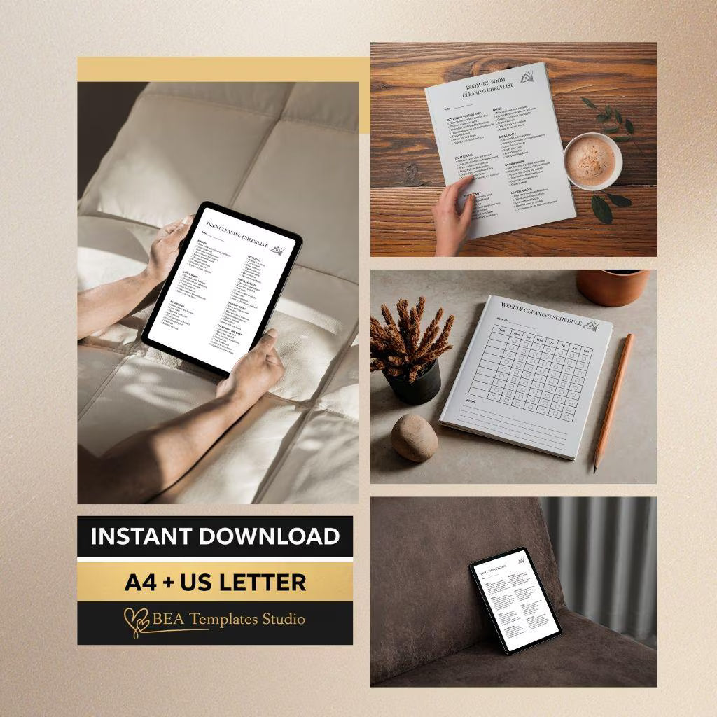 Cleaning Checklist Bundle, Printable Cleaning Planner PDF, Daily Weekly Monthly Schedule, Home Organizer