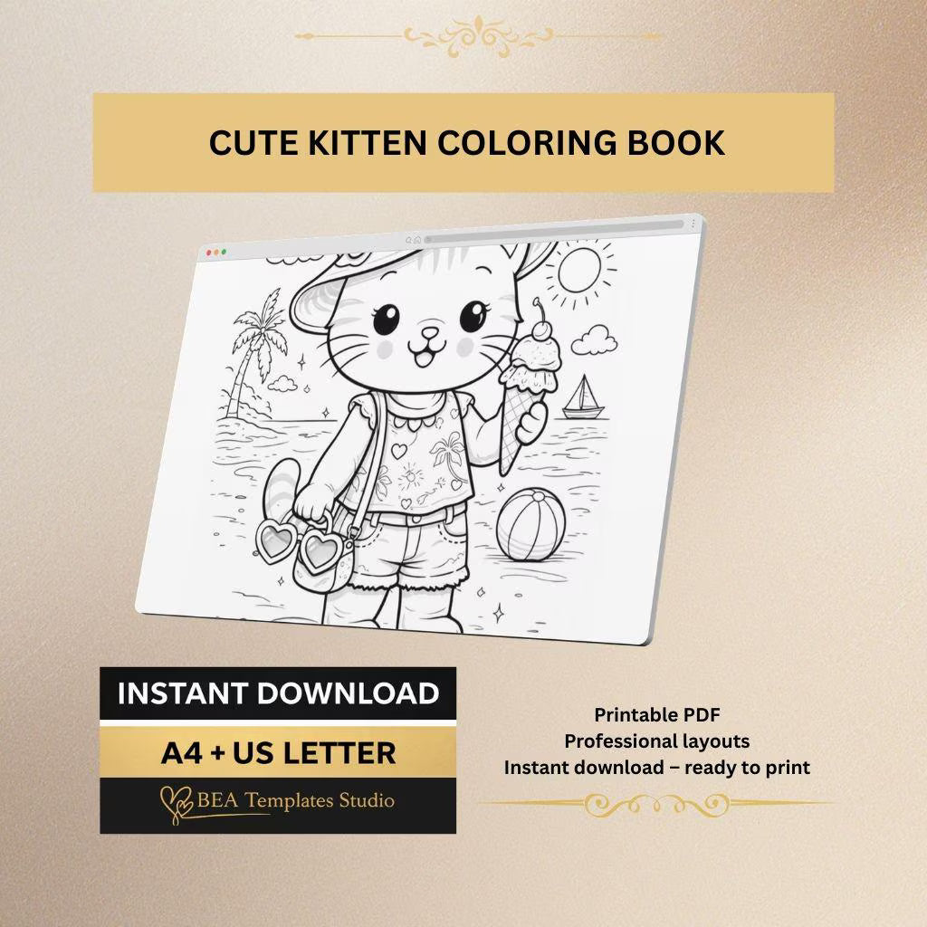 Kitten Coloring Pages for Kids Ages 4–7 – 15 Easy Cat Designs (PDF Download)