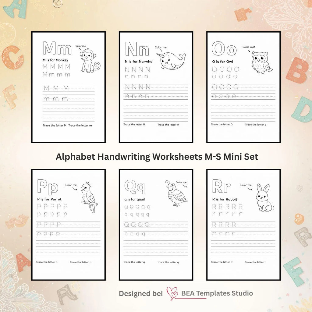 Alphabet Handwriting Worksheets A-Z: Preschool Tracing Pages (PDF)