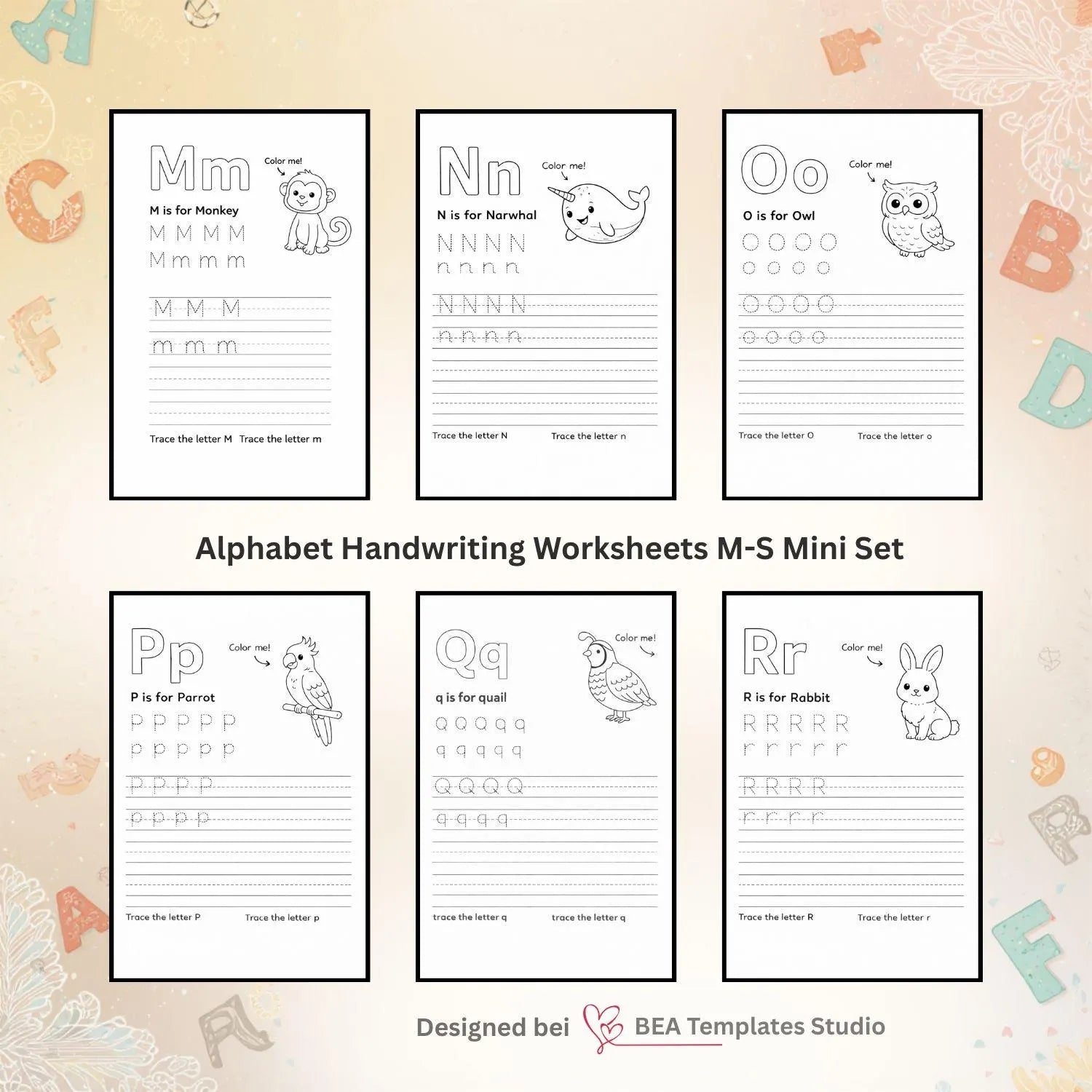 Alphabet Handwriting Worksheets A-Z: Preschool Tracing Pages (PDF)