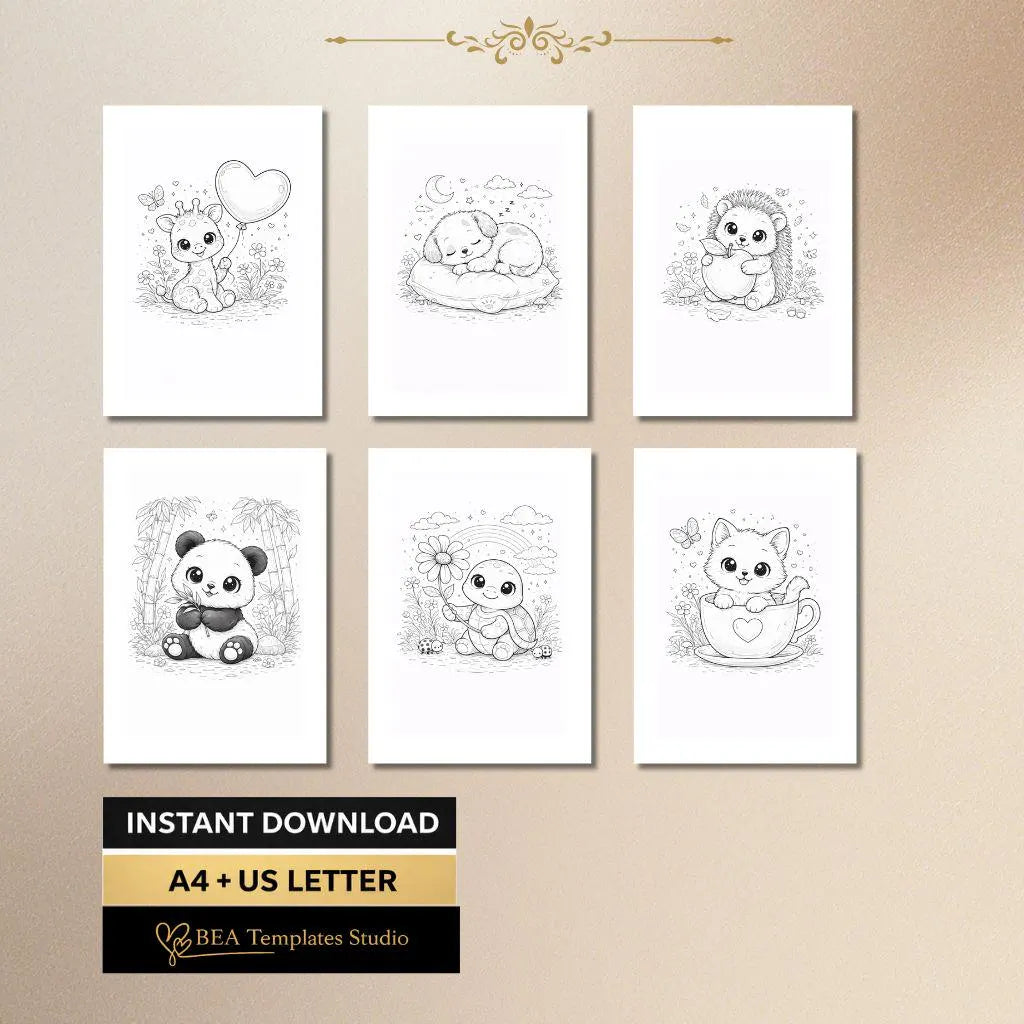 Animals Coloring Book for Kids 15 Simple Animal Pages Printable PDF Easy Coloring Activity