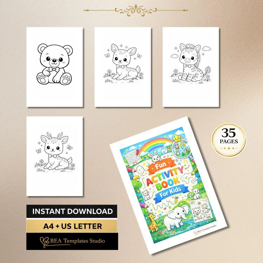 Kids Activity Book Ages 4-8 – Mazes, Puzzles, Spot Difference (PDF Download)