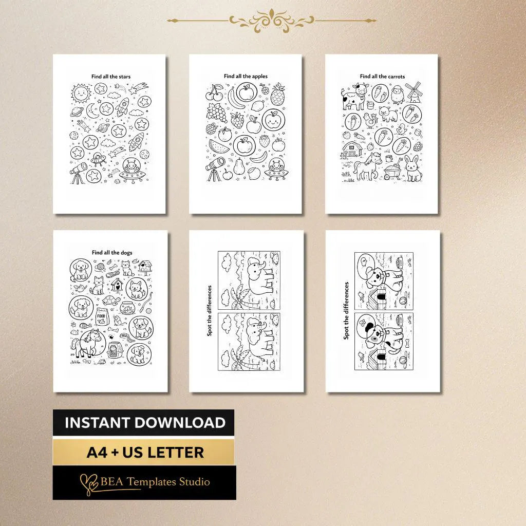Kids Activity Book Ages 4-8 – Mazes, Puzzles, Spot Difference (PDF Download)
