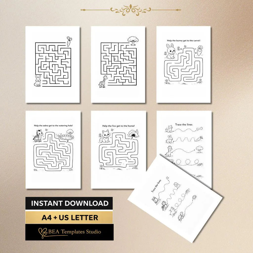 Kids Activity Book Ages 4-8 – Mazes, Puzzles, Spot Difference (PDF Download)