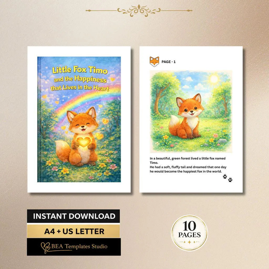 Little Fox Timo Children's Picture Book – Kindness, Emotions Story (Digital Download)