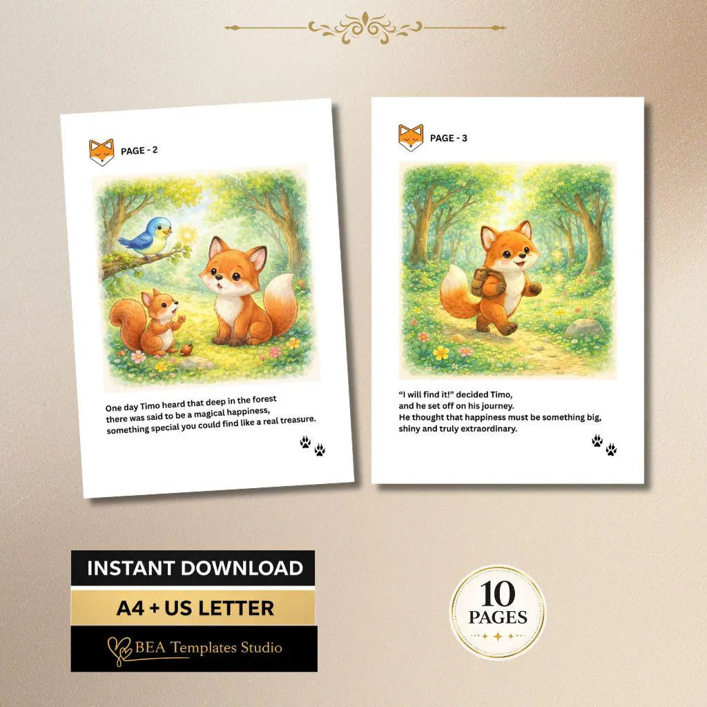 Little Fox Timo Children's Picture Book – Kindness, Emotions Story (Digital Download)