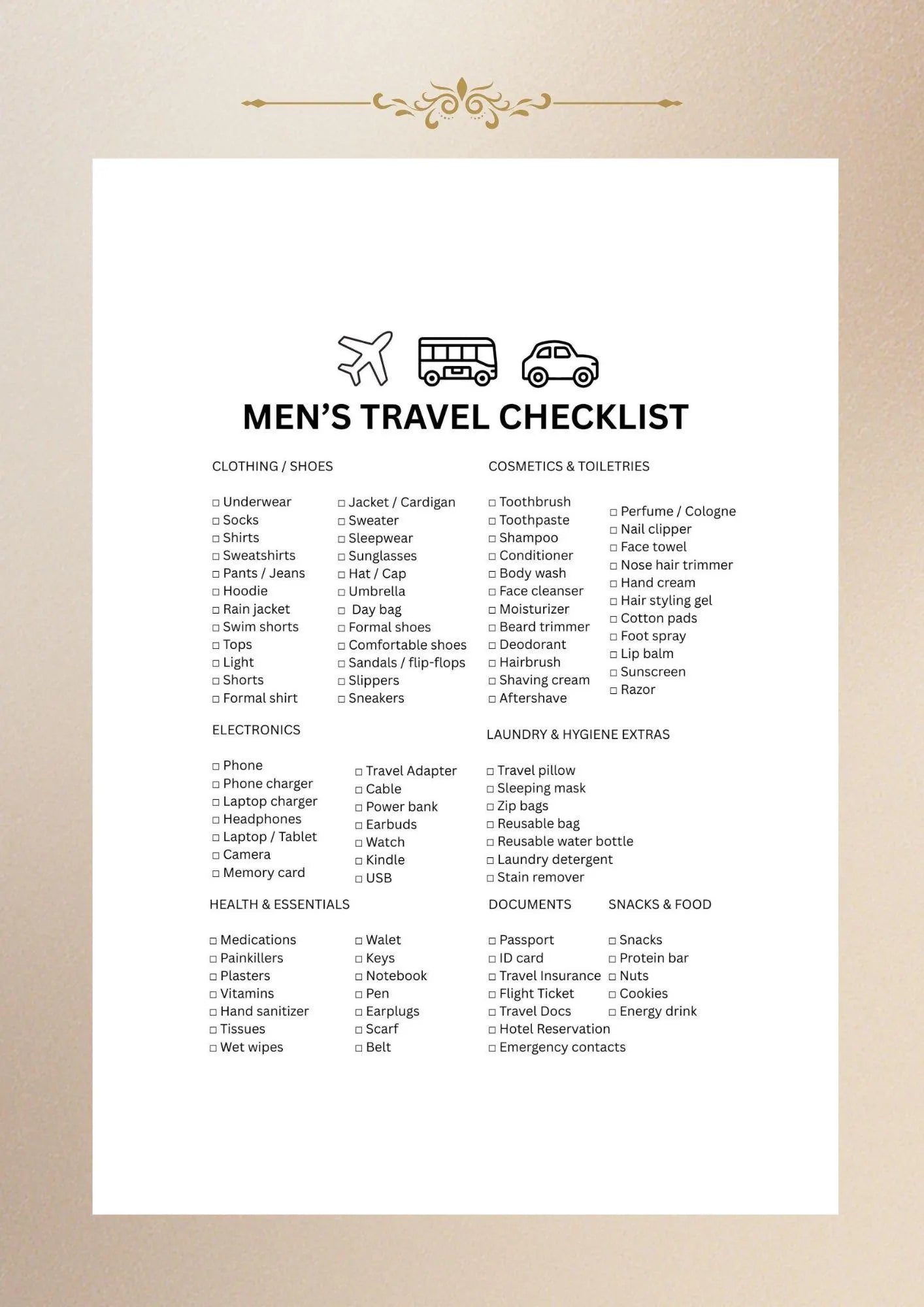 Family Travel Checklist Bundle, Minimal Vacation Packing List (Digital Download)