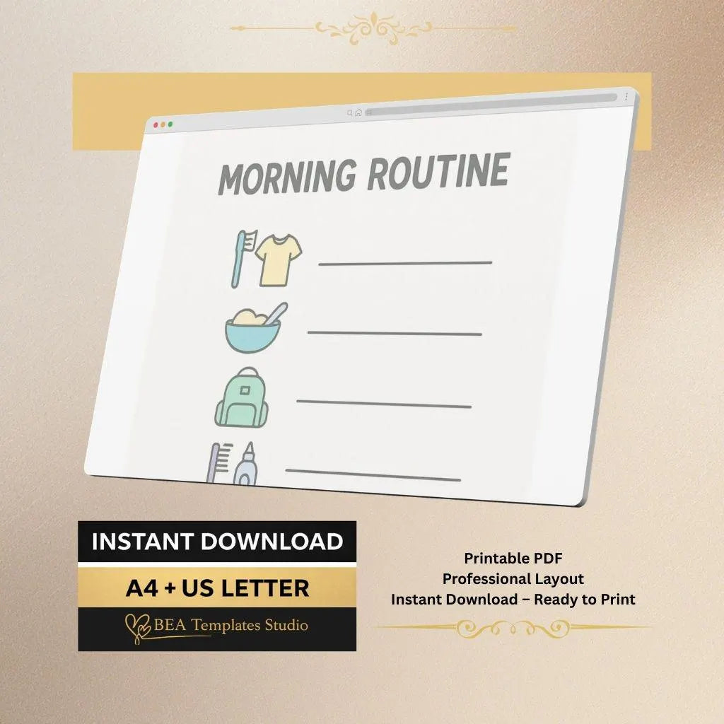 Kids Routine Chart Bundle Chore Reward Tracker Printable PDF US Letter A4