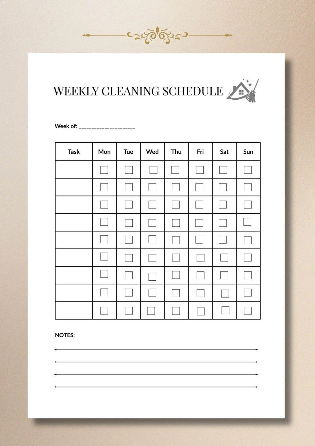 Weekly Cleaning Schedule, House Cleaning Planner, Chore Checklist A4 US Letter