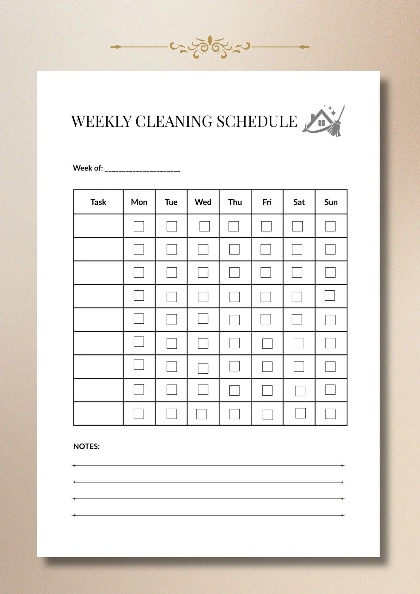 Weekly Cleaning Schedule, House Cleaning Planner, Chore Checklist A4 US Letter
