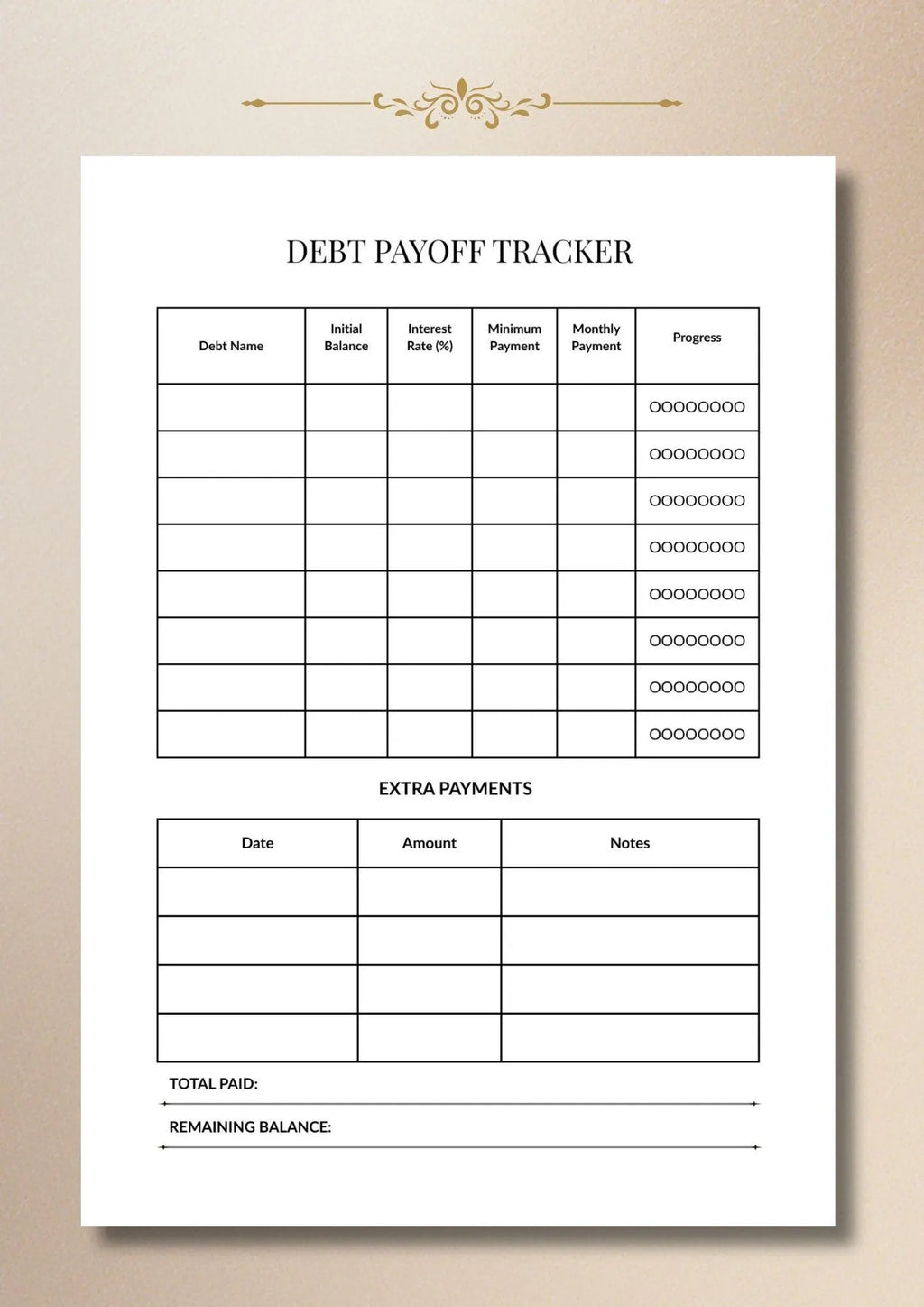Debt Payoff Tracker, Debt Snowball Planner, Budget Organizer A4 US Letter