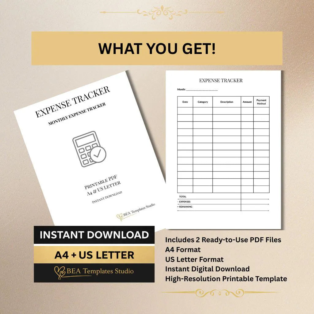 Monthly Budget Planner, Expense Tracker, Money Tracker A4 US Letter