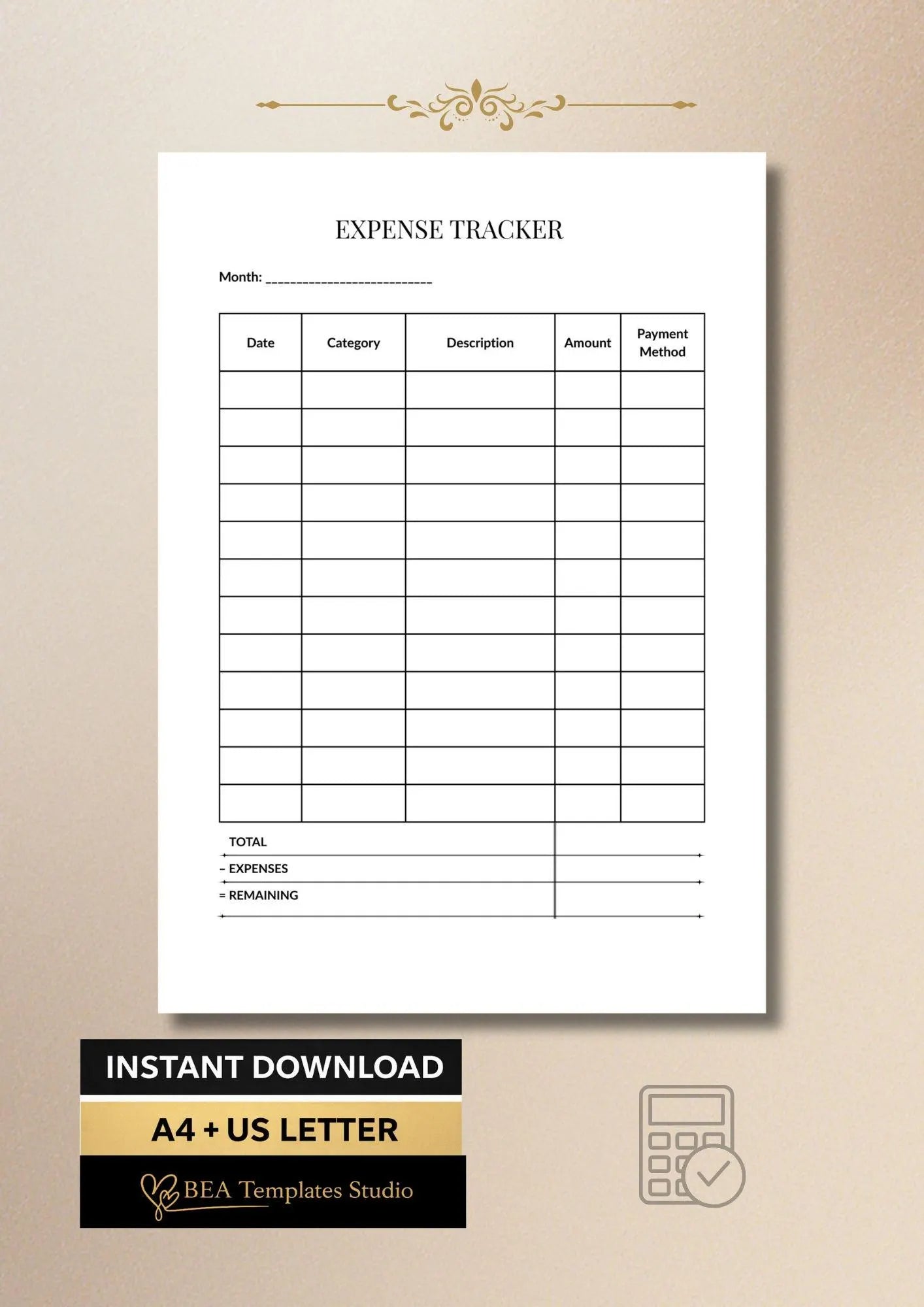 Monthly Budget Planner, Expense Tracker, Money Tracker A4 US Letter