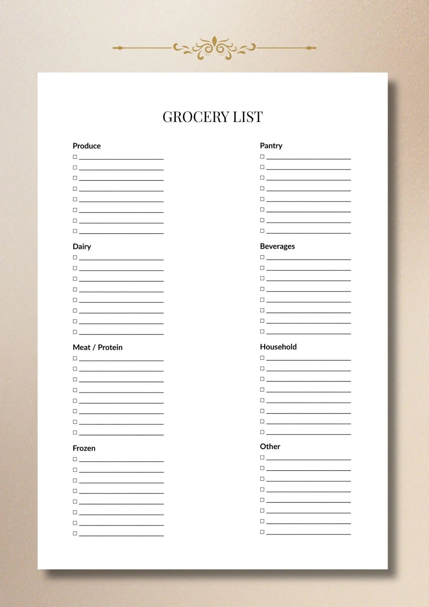 Grocery List Checklist, Weekly Food Planner, Meal Prep Tracker (Digital Download)