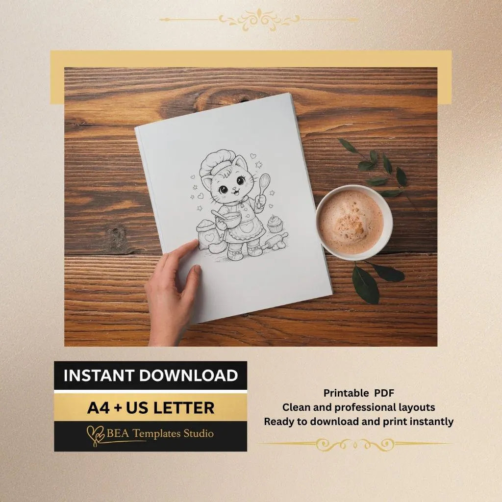 Kitten Coloring Pages for Kids 4–7 Printable PDF 15 Easy Designs A4 US Letter