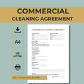 Commercial Cleaning Contract Template Printable PDF, Service Agreement, Business Contract A4 US Letter