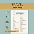 Travel Checklist Printable PDF, Packing List Planner, Vacation Organizer A4 US Letter