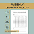 Weekly Cleaning Schedule, House Cleaning Planner, Chore Checklist A4 US Letter
