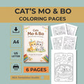 Cat Coloring Pages for Kids 4-8 Mo and Bo Story Printable PDF 6 Designs