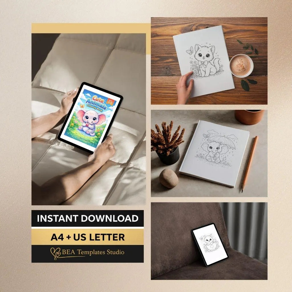 Animals Coloring Book for Kids 15 Simple Animal Pages Printable PDF Easy Coloring Activity