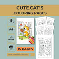 Cat Coloring Book for Kids Ages 6-10, Medium Difficulty Pages (PDF Download)