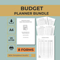Budget Planner Bundle, Money Tracker, Expense Bill Debt Tracker 6 Pages A4 US Letter