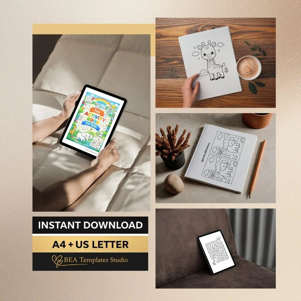 Kids Activity Book Ages 4-8 – Mazes, Puzzles, Spot Difference (PDF Download)