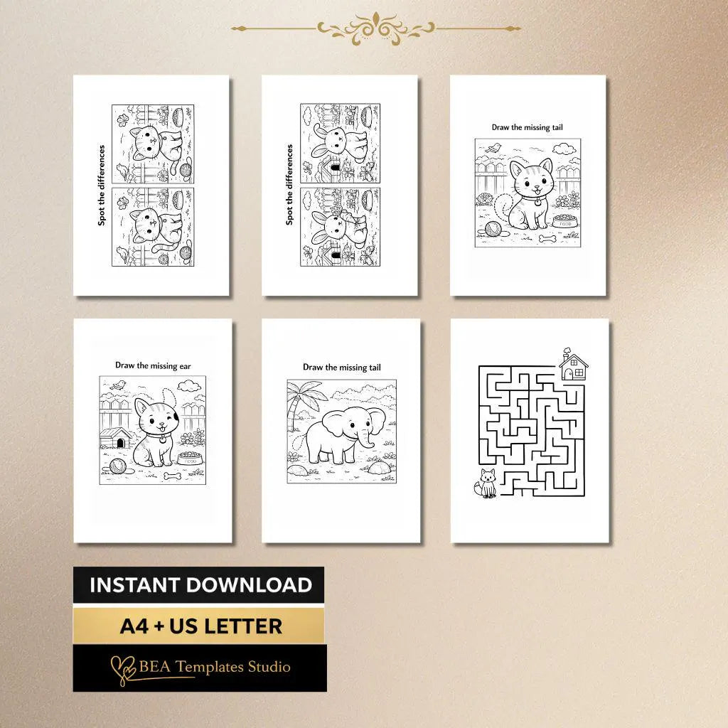 Kids Activity Book Ages 4-8 – Mazes, Puzzles, Spot Difference (PDF Download)